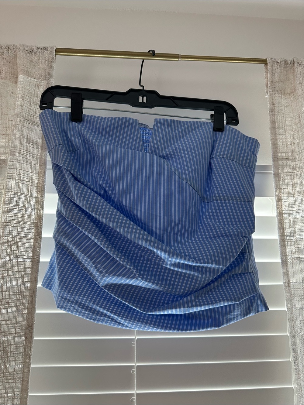 Blue Stripe Women’s Strapless Top - Classic Tailored Style